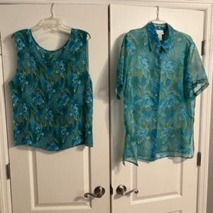 Erena Button Down Women's Shirt Top 1X